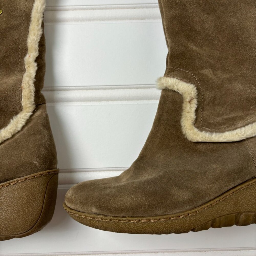 Guess Boots By Marciano Jefter Faux suede fur y2k wedge 10M side zip gold hardwe - Picture 10 of 11